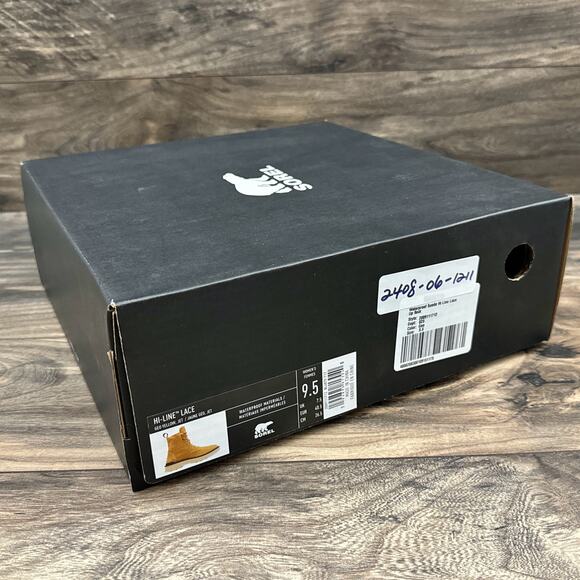 NIB Sorel Hi Line Lace 9.5 Waterproof Leather Lug Sole Combat Boots Geo Yellow - Picture 12 of 14